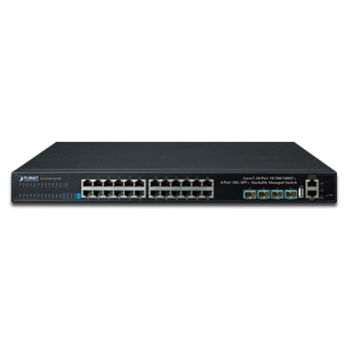 Layer 3 24-Port 10/100/1000T + 4-Port 10G SFP+ Stackable Managed Gigabit Switc