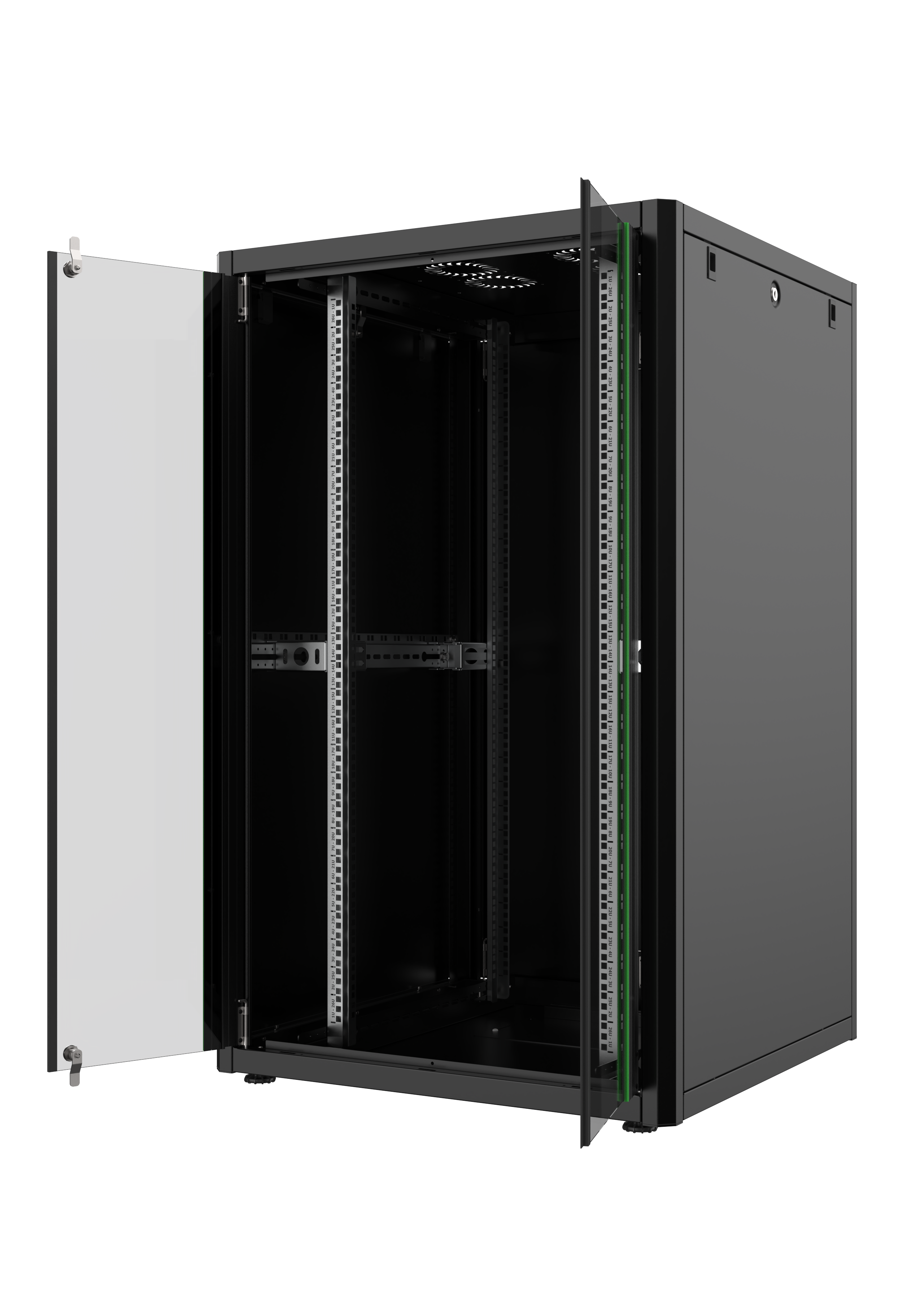 24U, Mirsan GTN Series Cabinet, Width 800mm, Depth 800mm, Ready Assembled, Black