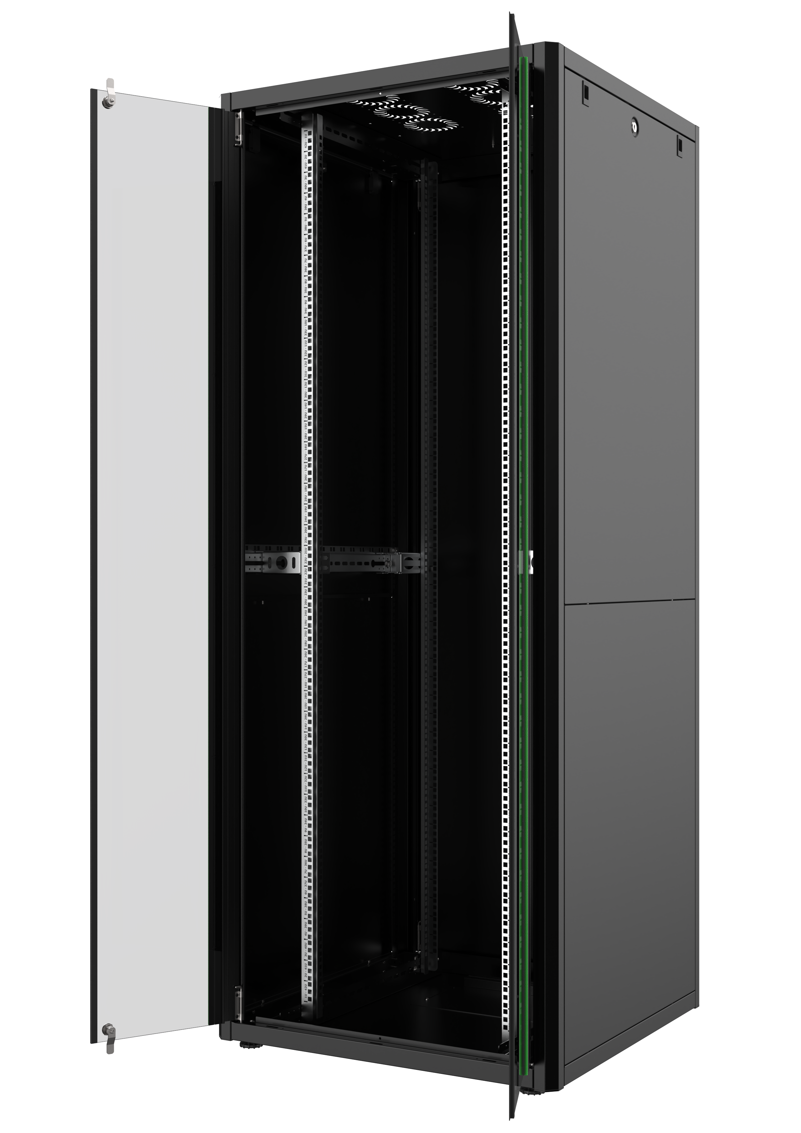 42U, Mirsan GTN Series Cabinet, Width 800mm, Depth 800mm, Ready Assembled, Black