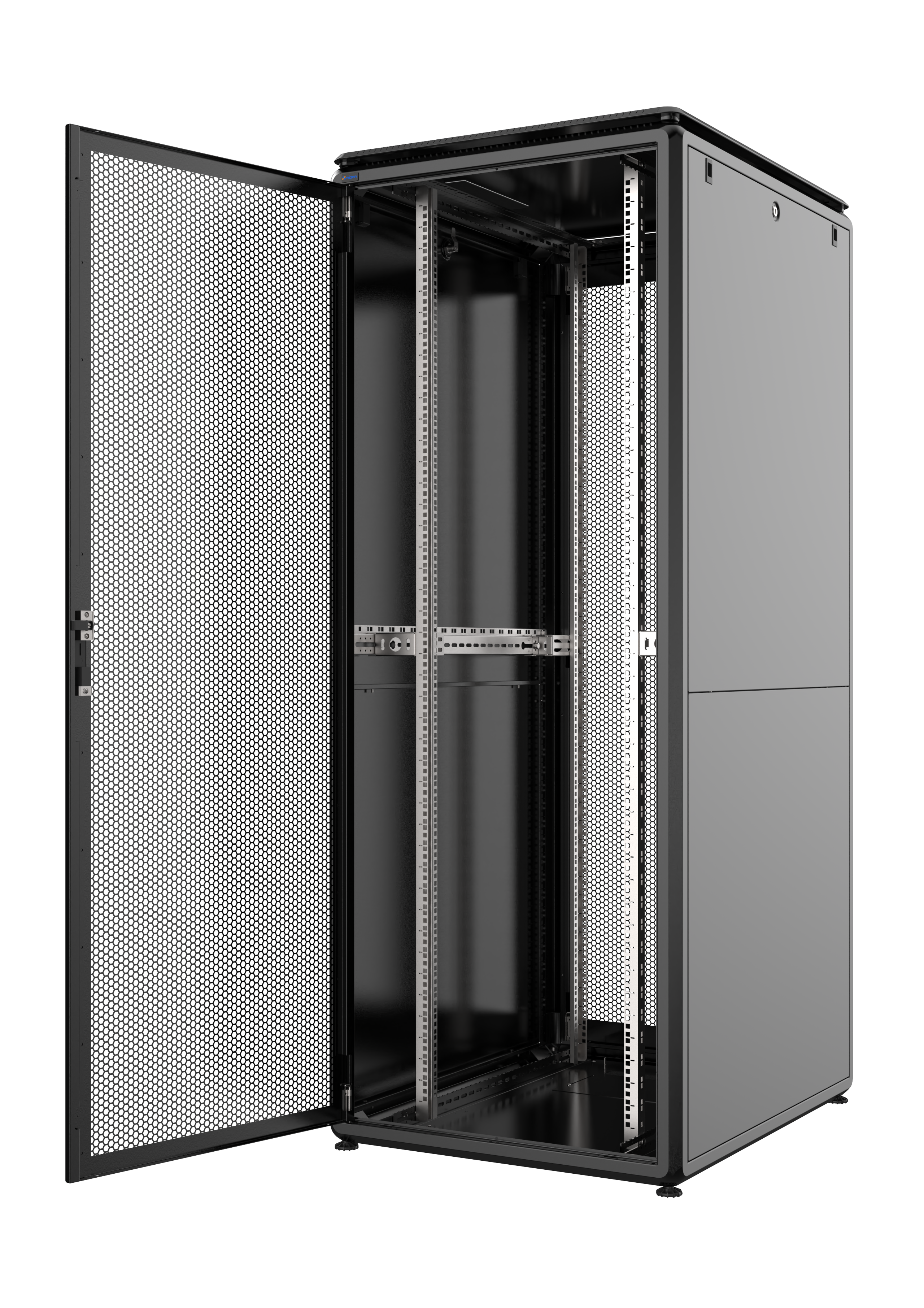 36U W=800mm D=1000mm Free Standing Versatile Cabinet BLACK (FRONT SINGLE REAR DOUBLE OPEN DOOR 63% PERFORATED)