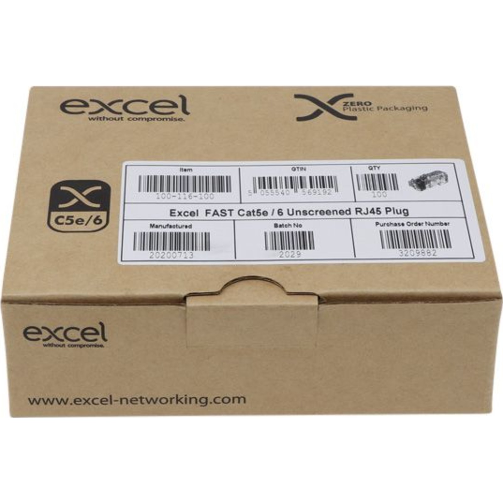 Excel Fast RJ45 Plug Suitable for U/UTP CAT5e and CAT6 (100-Pack)
