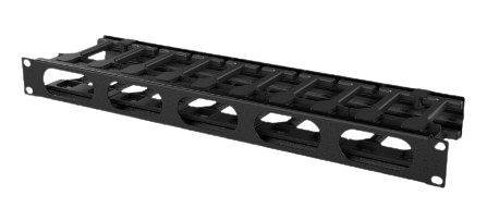 Mirsan 01U 19'' Cable Organizer with Cover RAL 9005 Black