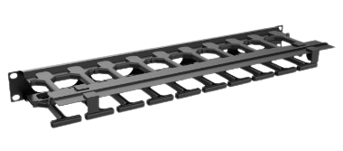 Mirsan 01U 19'' Cable Organizer with Cover RAL 9005 Black