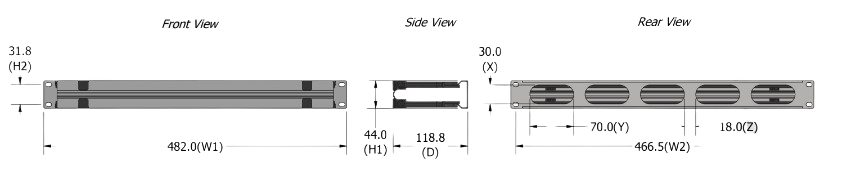 Mirsan 01U 19'' Cable Organizer with Cover RAL 9005 Black