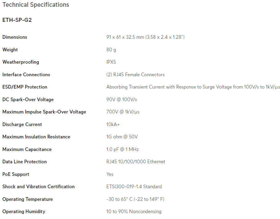Ubiquiti Ethernet Surge Protector