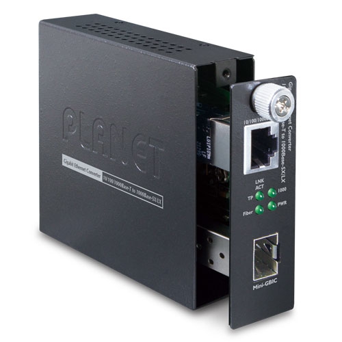 10/100/1000BASE-T to 1000BASE-SX/LX Smart Gigabit Media Converter (mini-GBIC,SFP) - distance depending on SFP module