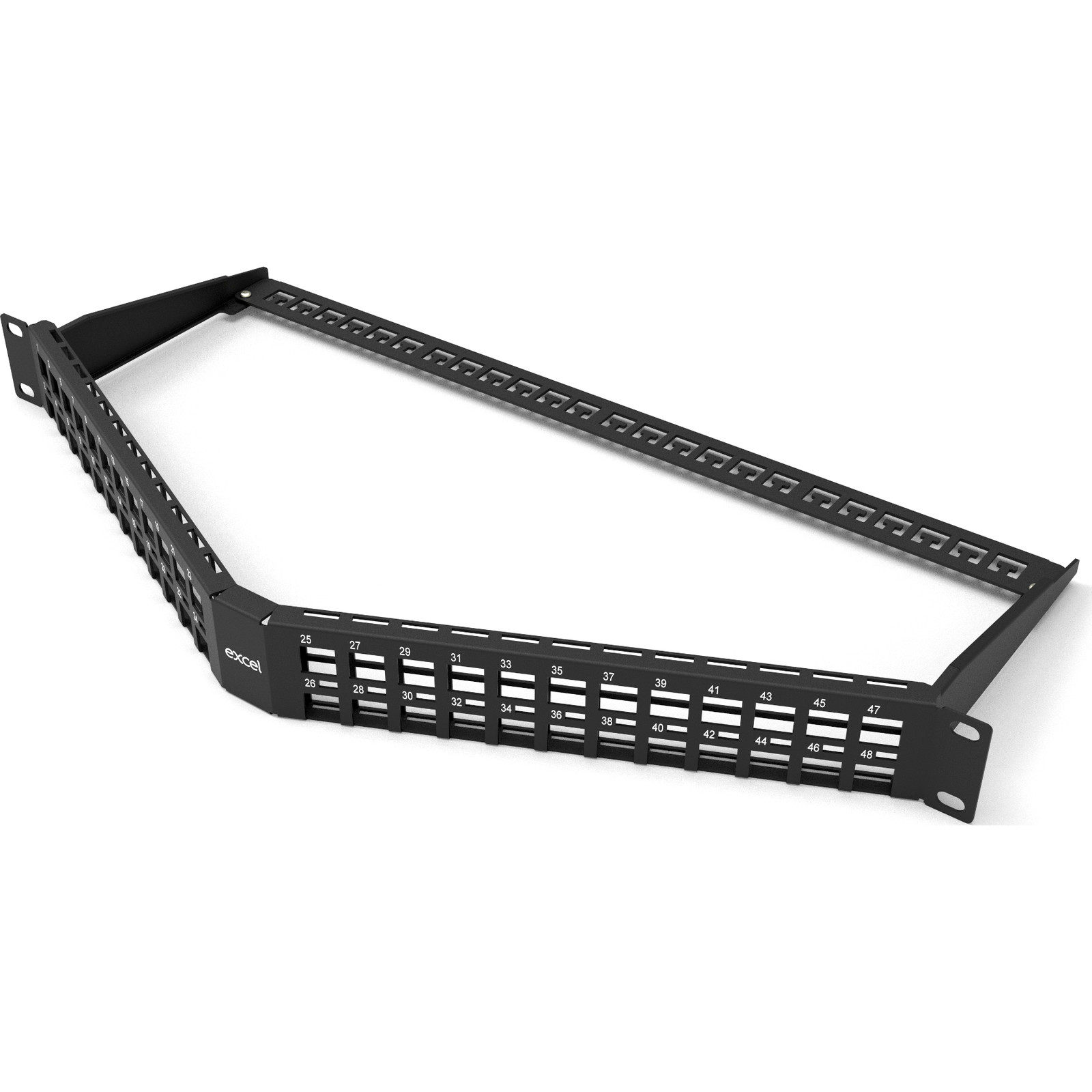 Excel Unloaded 48 Port Keystone V Patch Panel Frame UTP 1U Black