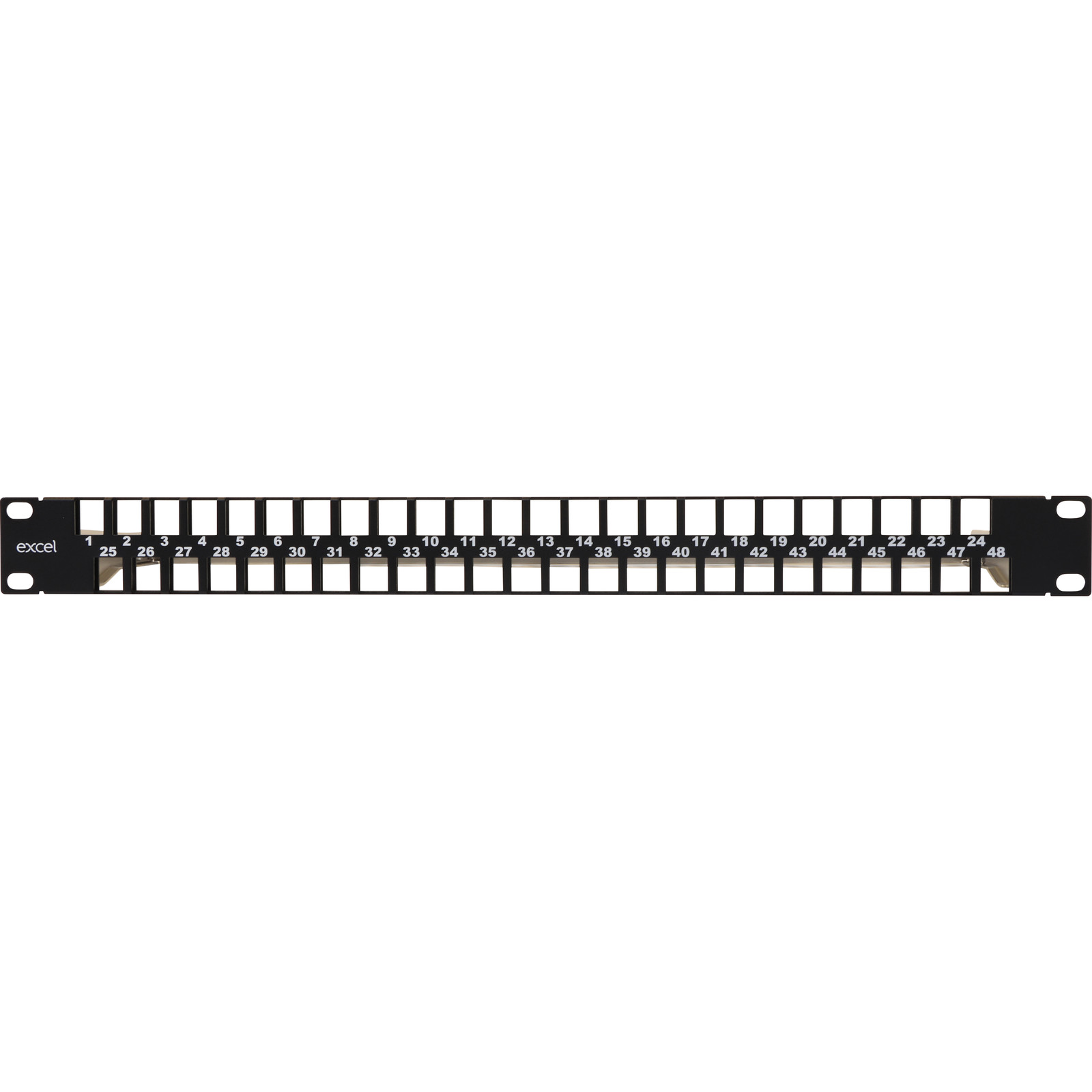 Excel Unloaded 48 Unscreened Port Keystone Patch Panel Frame 1U Black