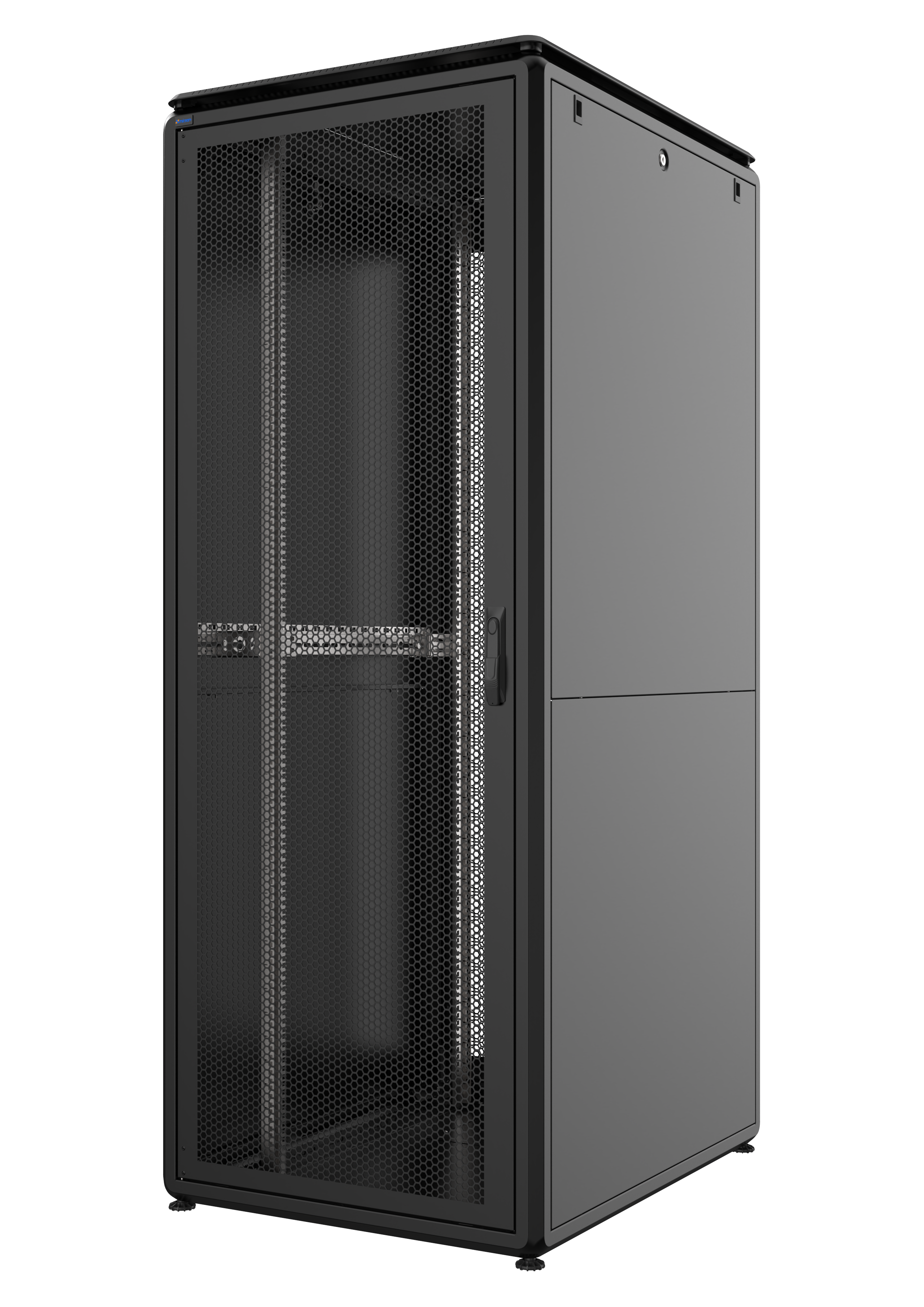 32U, Mirsan GTV Series Cabinet, Width 800mm, Depth 1000mm, Ready Assembled, Black [Front &amp; Rear Double Open 63% Perforated Free Standing Cabinet]