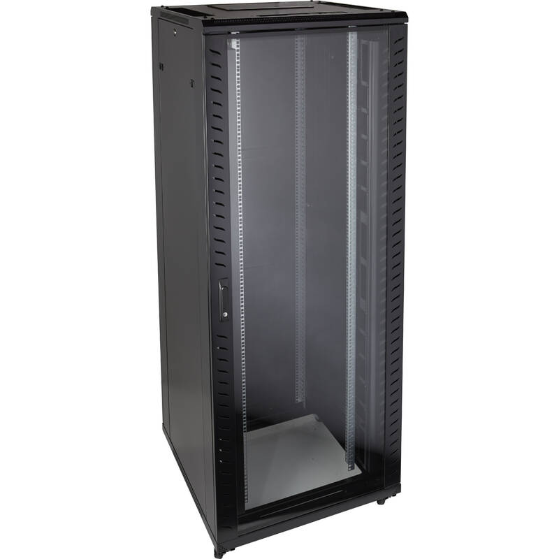 Excel Environ CR800 47U Rack 800x1000mm Glass (F) Steel (R) B/Panels F/Mgmt Black