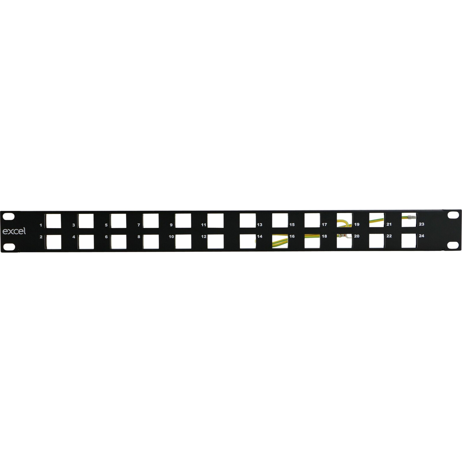 Excel Unloaded 24 Port Keystone Patch Panel Frame Angled 1U Black