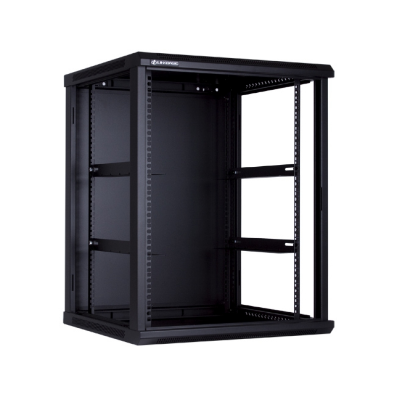 Linkbasic 15U Wall Mount Cabinet, 600mm Width by 600mm Depth, Black [Flat Packed]