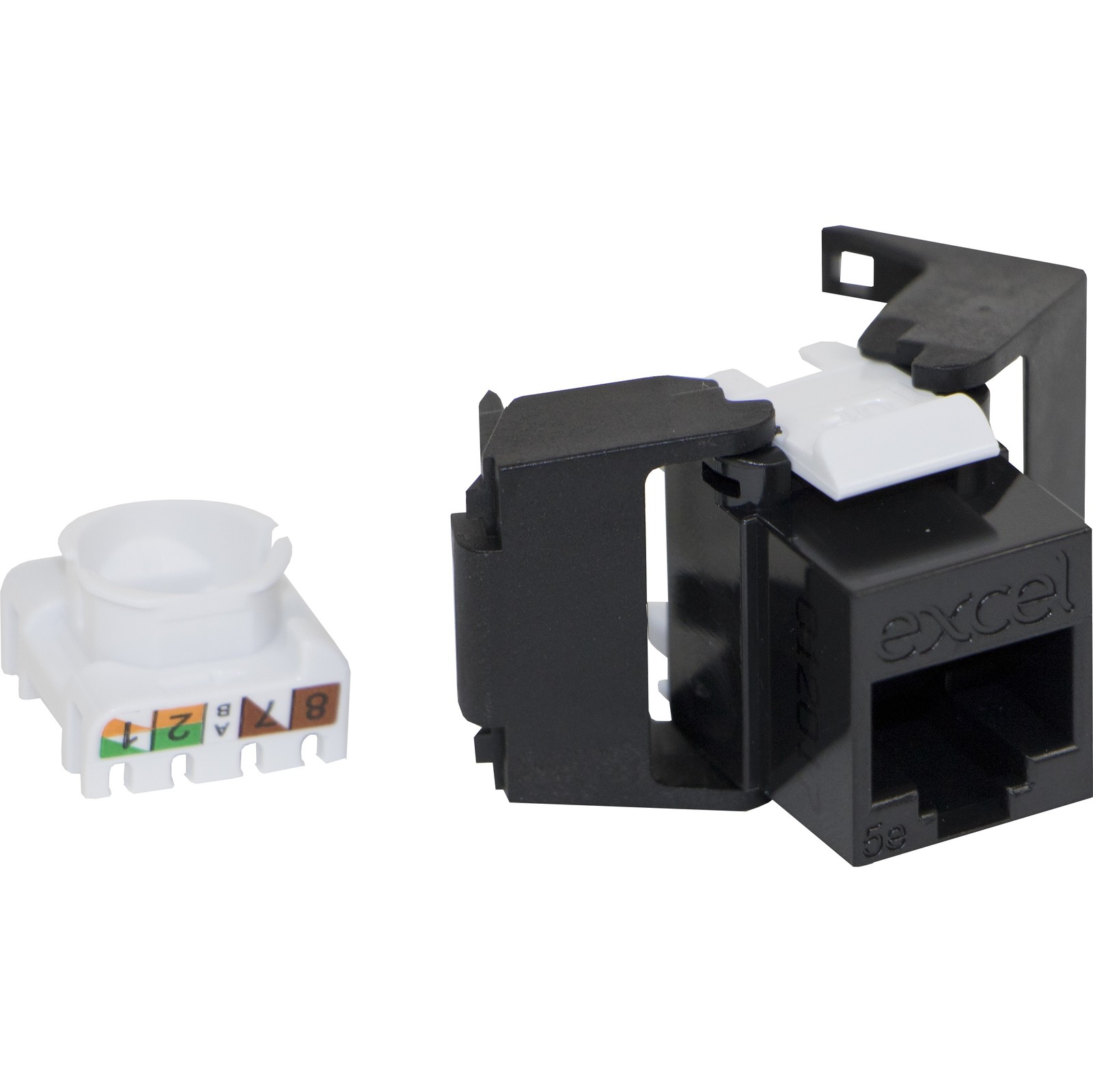 Excel Cat5e UTP Unscreened Low Profile Keystone Jack Toolless Black