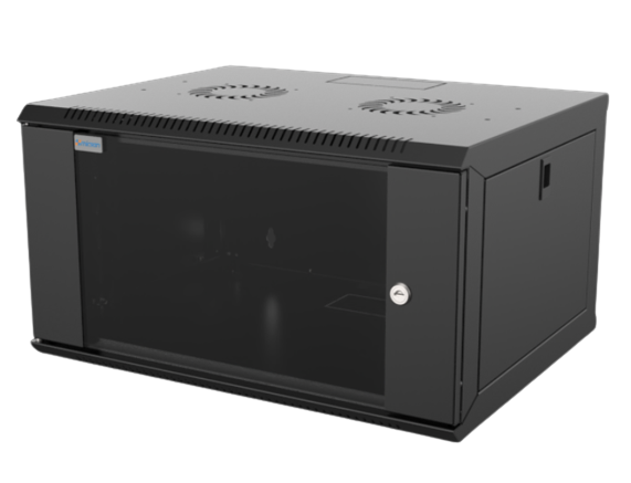 Mirsan 6U COM-BOX WTC Series Wall Mount Cabinet, 600mm Width by 450mm Depth, Black [Flat Packed]