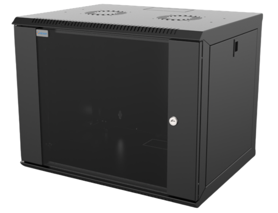 Mirsan 9U COM-BOX WTC Series Wall Mount Cabinet, 600mm Width by 450mm Depth, Black [Flat Packed]