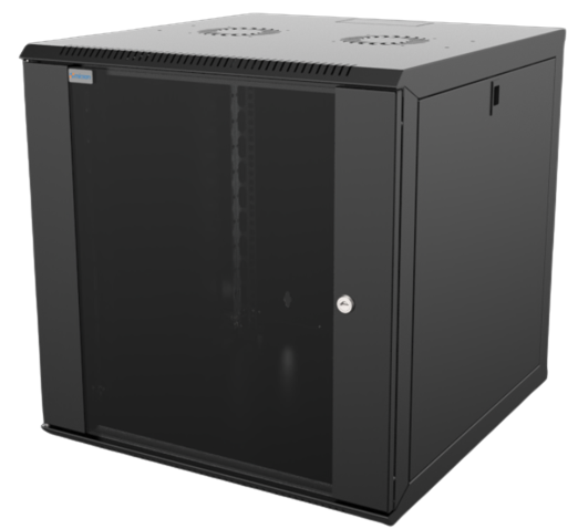 Mirsan 12U COM-BOX WTC Series Wall Mount Cabinet, 600mm Width by 600mm Depth, Black [Flat Packed]