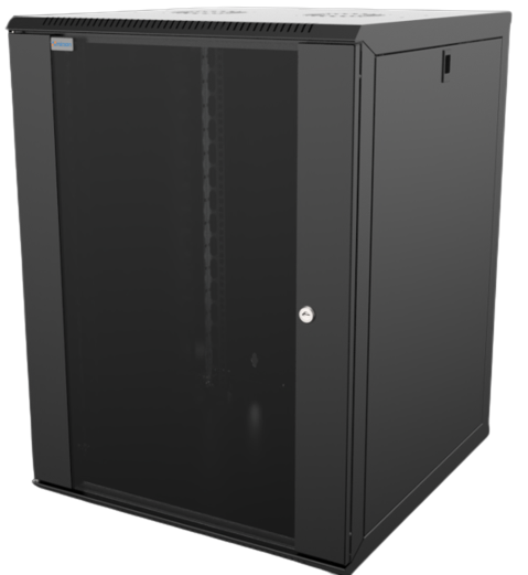 Mirsan 18U COM-BOX WTC Series Wall Mount Cabinet, 600mm Width by 600mm Depth, Black [Flat Packed]