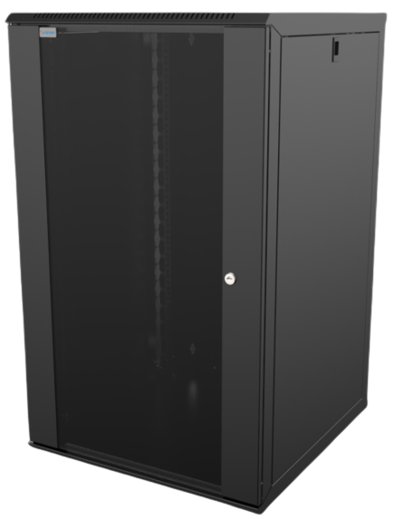 Mirsan 22U COM-BOX WTC Series Wall Mount Cabinet, 600mm Width by 600mm Depth, Black [Flat Packed]