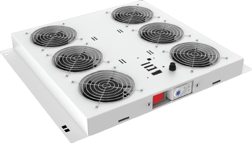 6-Way Fan, Analog Thermostat Controlled UK Plug Type Fan Module Black