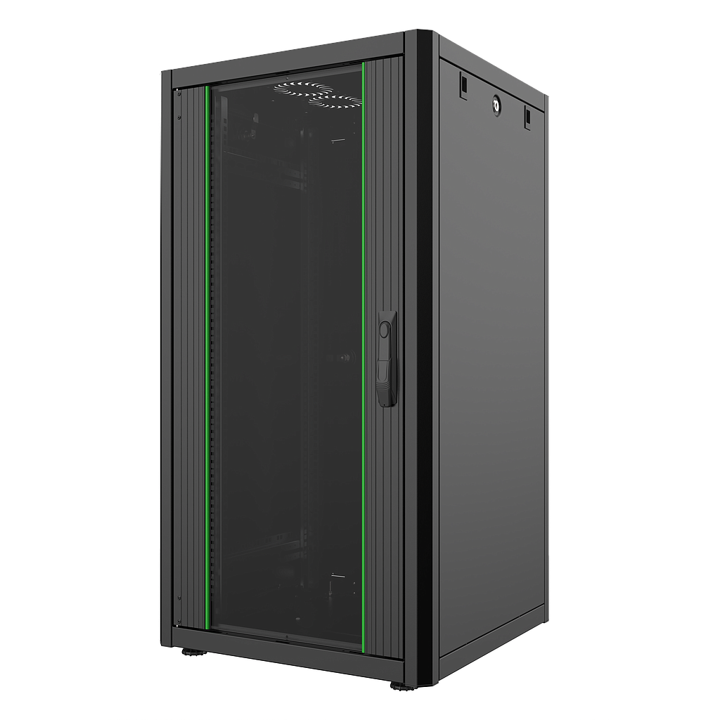 24U, Mirsan GTN Series Cabinet, Width 600mm, Depth 600mm, Ready Assembled, Black