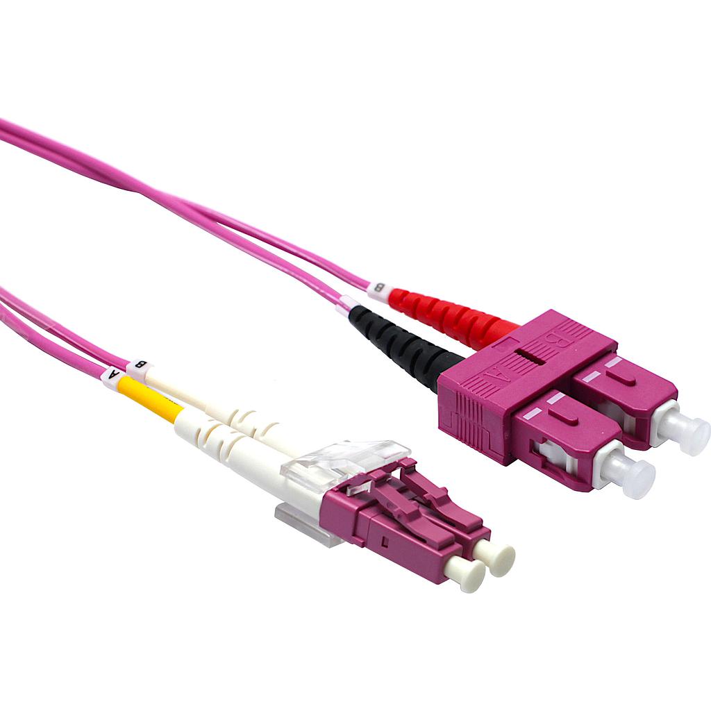 Excel Enbeam OM4 Fibre Optic Patch Lead LC-SC Multimode 50/125 Duplex LS0H Violet 5m