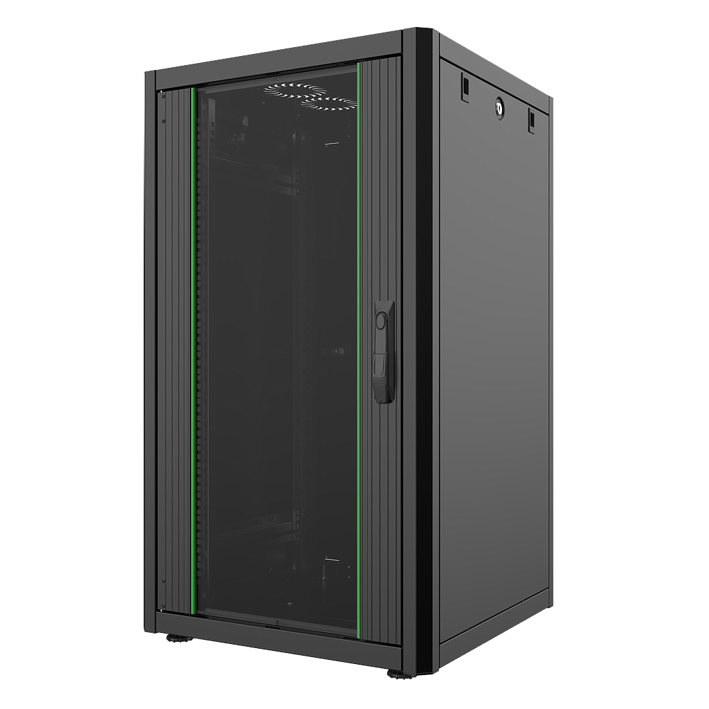 18U, Mirsan GTN Series Cabinet, Width 600mm, Depth 600mm, Ready Assembled, Black