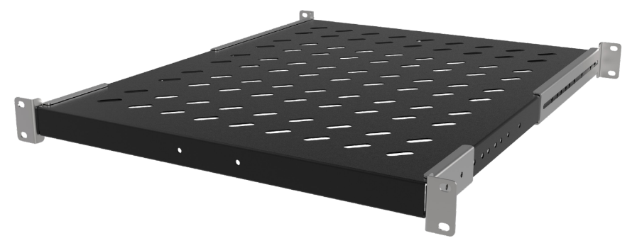 19"  D=1000 Sliding Shelf Depth Adjustable, RAL9005 Black