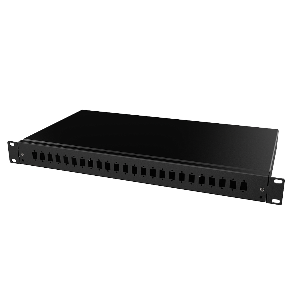 Mirsan 19'' 1U 24-Way SC Simplex / LC Duplex Fibre Optic Panel, Black - Empty