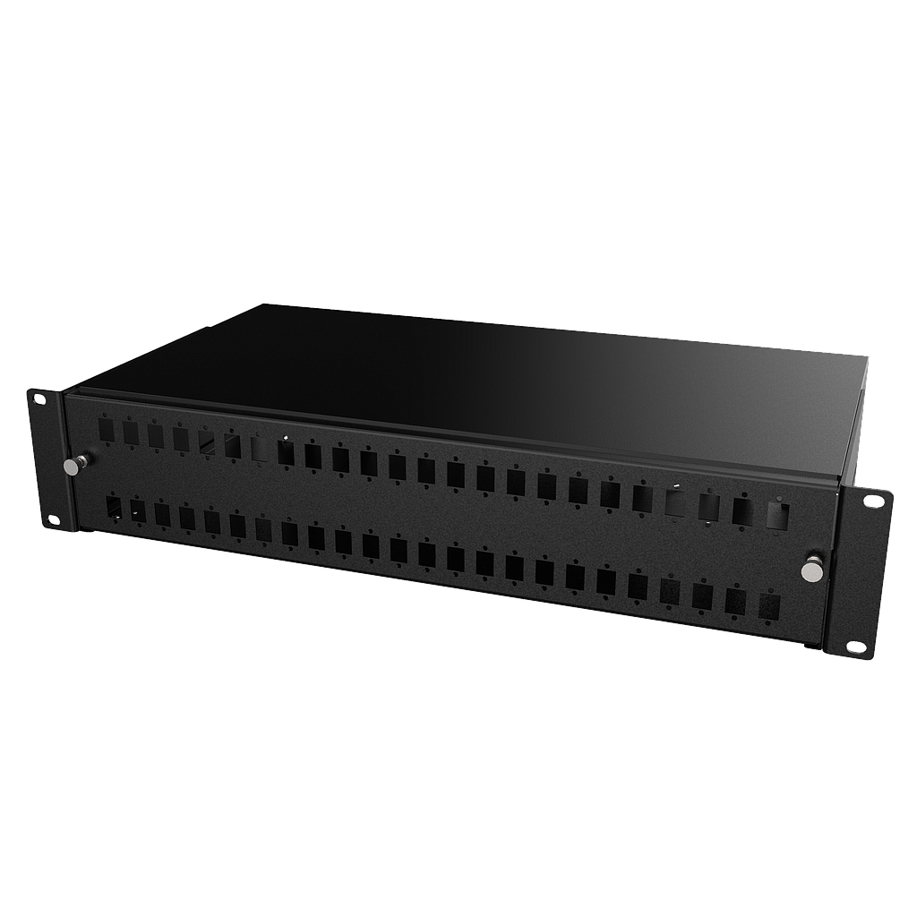 Mirsan 19'' 2U 48-Way SC Simplex / LC Duplex Fibre Optic Panel, Black - Empty