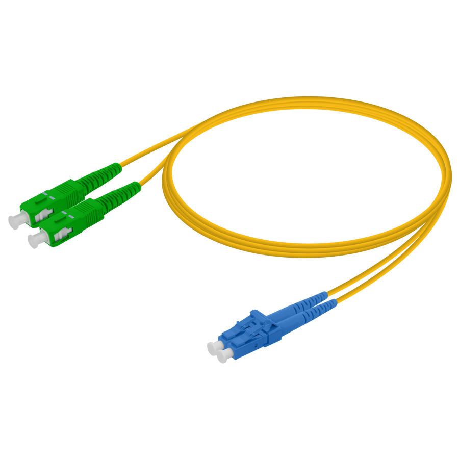 SAMM - SC/APC-LC/UPC OS2 Duplex Patch Cord 2MTR