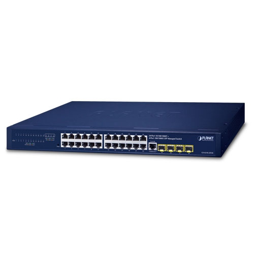 Planet 24-Port 10/100/1000T + 4-Port 100/1000X SFP Managed Gigabit Switch