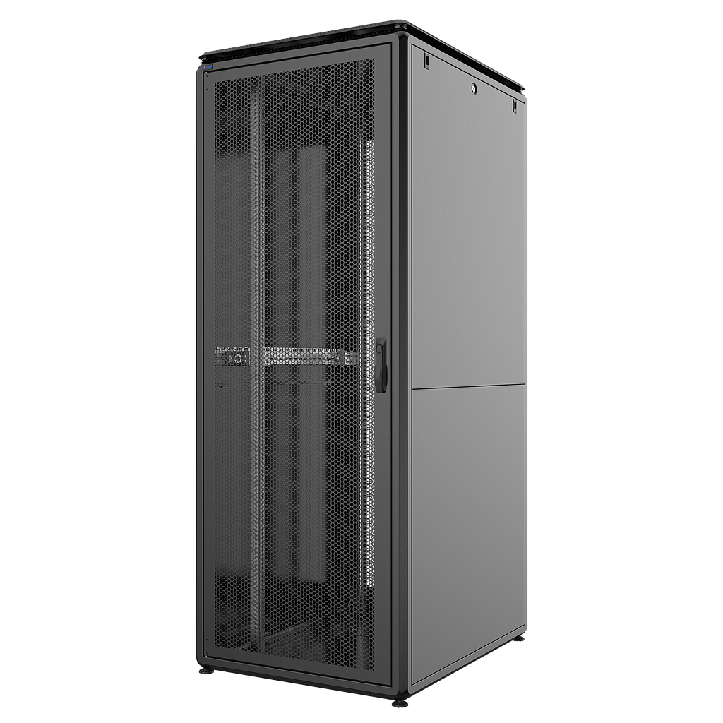 45U GTS Series Cabinet, Width 1000mm, Depth 1000mm, Ready Assembled, Black [Front &amp; Rear Double Open 63% Perforated Free Standing Cabinet]
