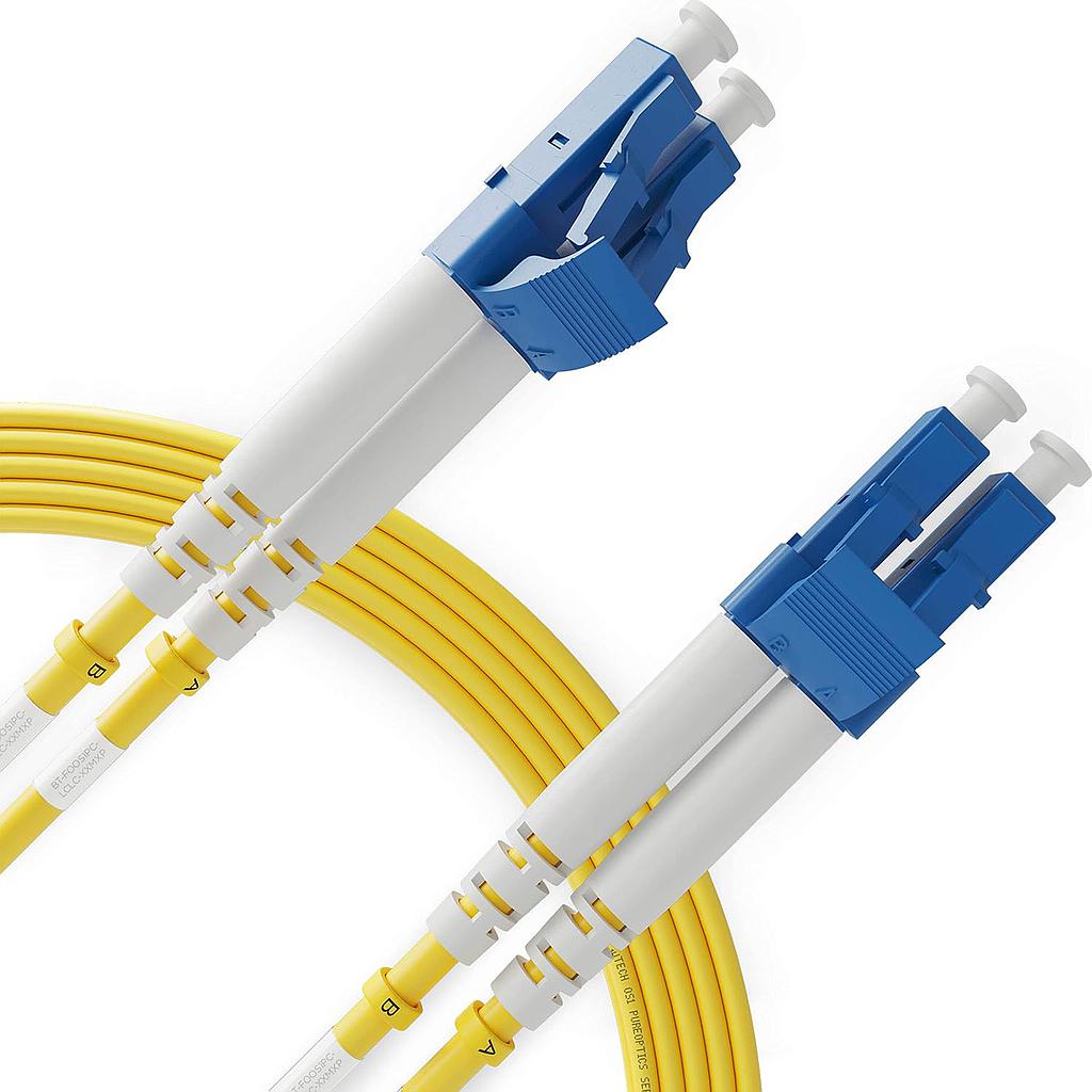 Briticom OS2 9/125µm Singlemode 2.5M LC-LC Yellow Fibre Optic Duplex Patch Cord LSZH