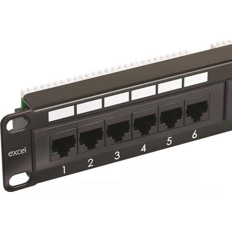 Excel CAT6 24 Port 1U Patch Panel Black
