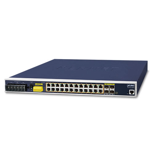 Industrial L3 24-Port 10/100/1000T 802.3at PoE + 4-Port Shared 100/1000X SFP Managed Ethernet Switch (-40~75 degrees C)