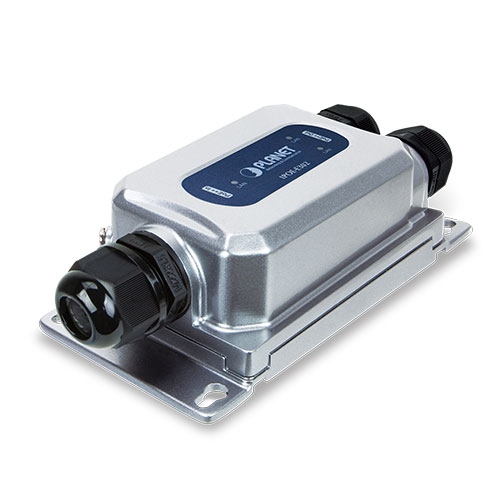 IP67-rated Industrial 1-Port 802.3bt PoE++ to 2-Port 802.3at PoE+ Extender (-40~75 degrees C, IK10 impact protection), 3 x waterproof cable glands included