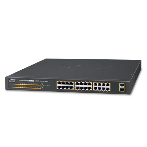 19" 24-Port 10/100/1000T 802.3at POE + 2-Port 1000X SFP Unmanaged Gigabit Ethernet Switch (220W)
