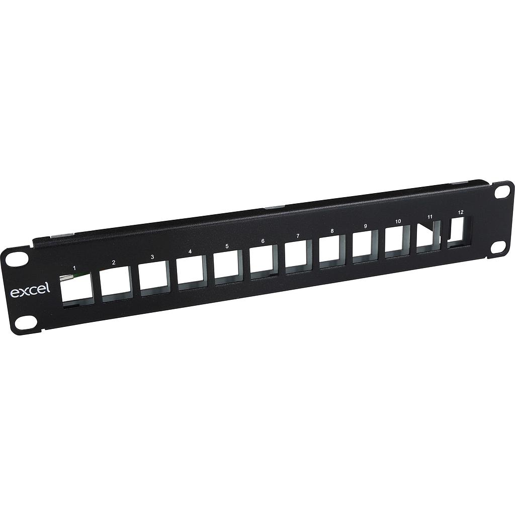 Excel Unloaded 12 Port Keystone Patch Panel Frame 10" Black
