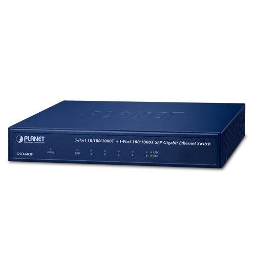5-Port 10/100/1000T +1-Port 1000X SFP Gigabit Ethernet Switch