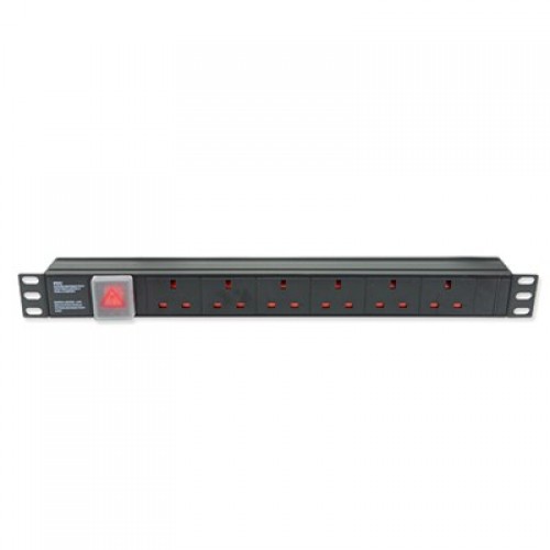 Linkbasic 6 Way UK type PDU, UK socket and plug, horizontal 1U, 2m cable, 13A, C/W Hot Swap Power Surge Protection Function Module