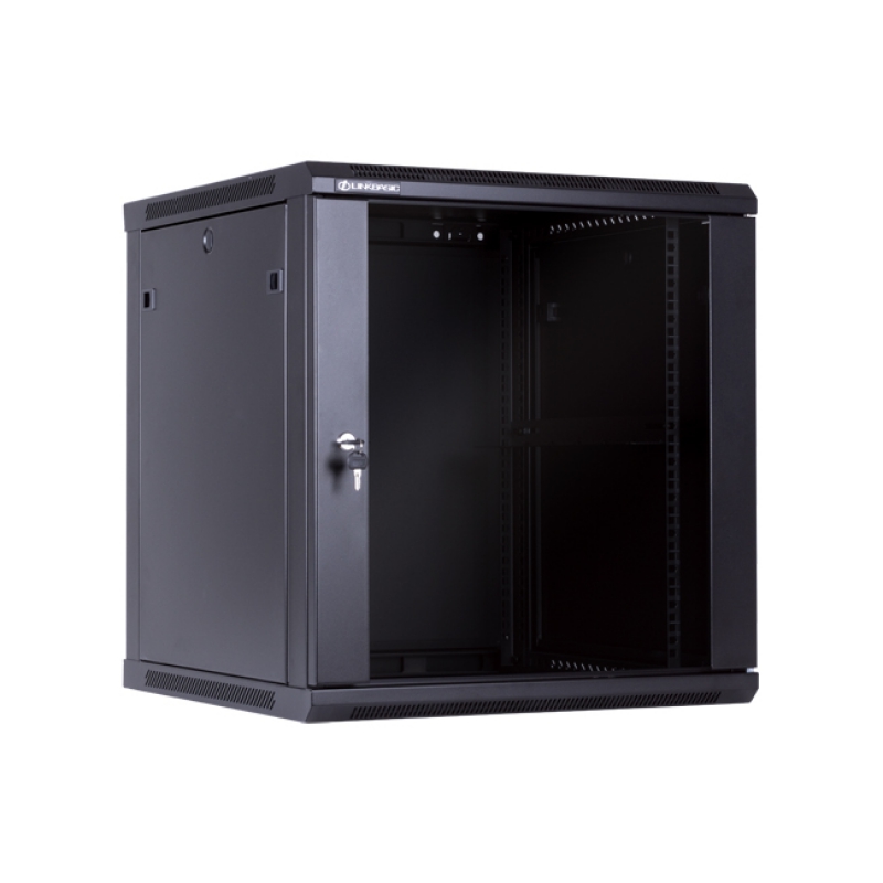 Linkbasic 12U Wall Mount Cabinet, 600mm Width by 600mm Depth, Black [Flat Packed]