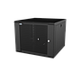 Mirsan 9U COM-BOX WTC Series Wall Mount Cabinet, 600mm Width by 600mm Depth, Black [Flat Packed]